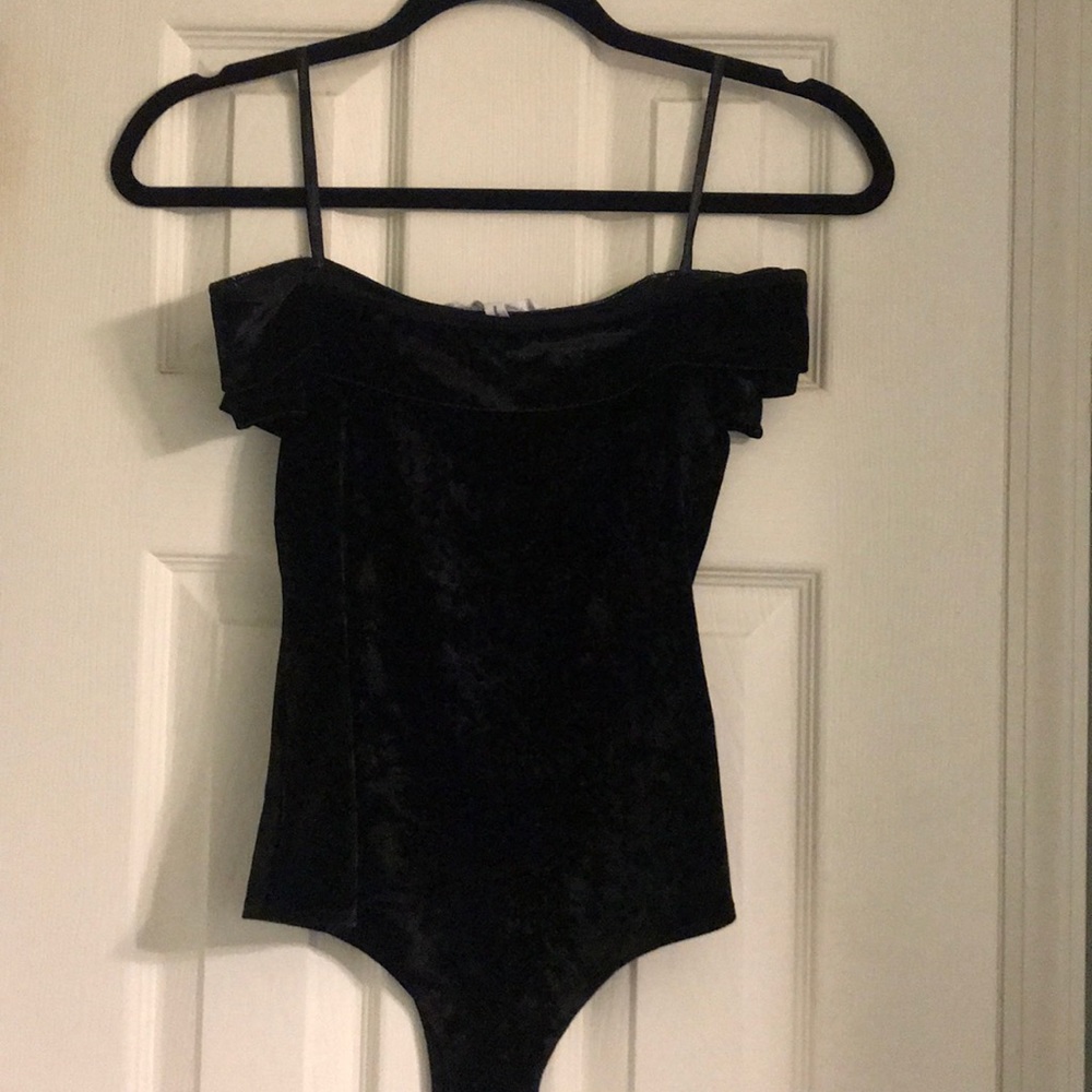 BCBGeneration Black Velvet Bodysuit